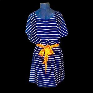 Navy & White Striped Dress, Size M